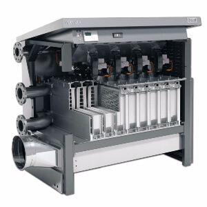 Gasbrennwertkessel mit modulierbarer Leistung von 440 bis 900 kW Heizleistung Unical Module EXT 440 - 900